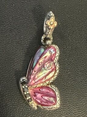 Barbara Bixby Sterling & 18K Multi-Gemstone Carved Butterfly Charm